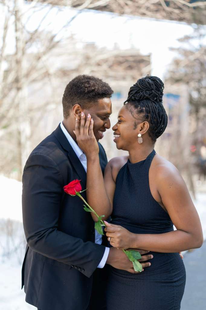 Valerie and Mitchell smiling together in Brooklyn